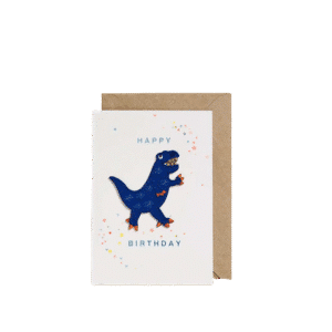 Blue Dino Happy Birthday, Greeting Card