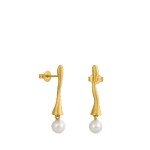 Eclat White Golden Earrings